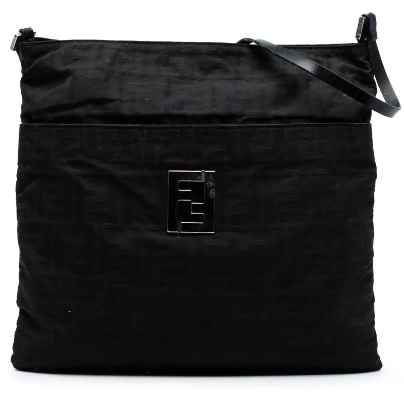 Fendi Sac à bandoulière Zucca Canvas Shoulder Bag schwarz
