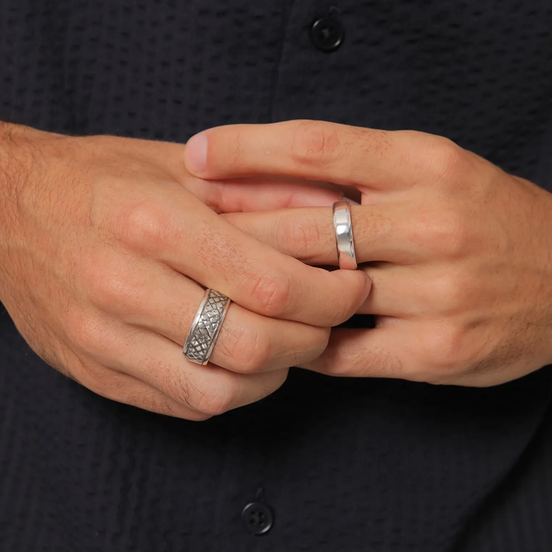 Kuzzoi Ring Ring Herren Bandring Basic 2er Set 925 Silber schwarz(Image 5)