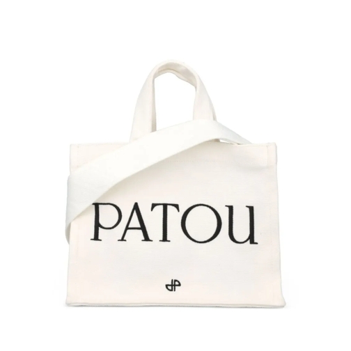 Patou Cream White Small Bag With Logo Neutrals Rymlig shoppingväska