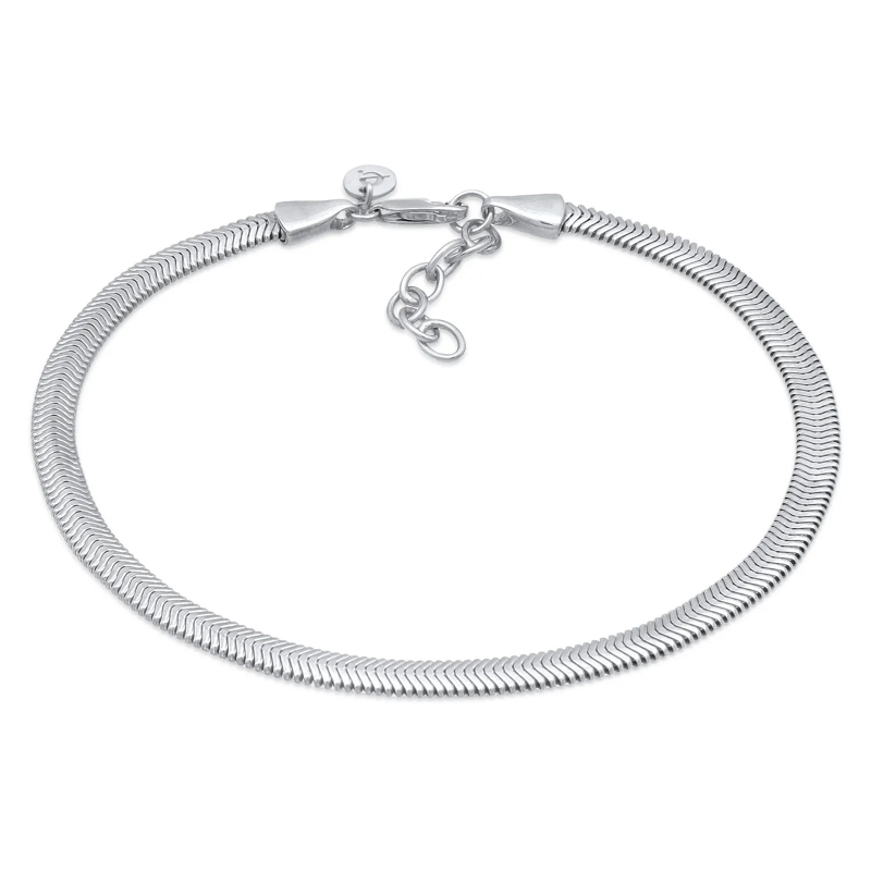 Elli Fußkettchen Fußschmuck Schlangenkette Flach Elegant 925 Silber silber