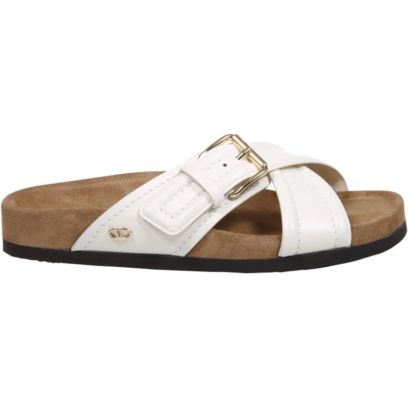 Valentino Garavani Sandalen Leather Flat Sandals White