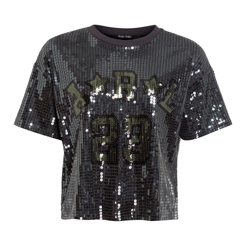 Marc Aurel Bluse Paillettenshirt schwarz