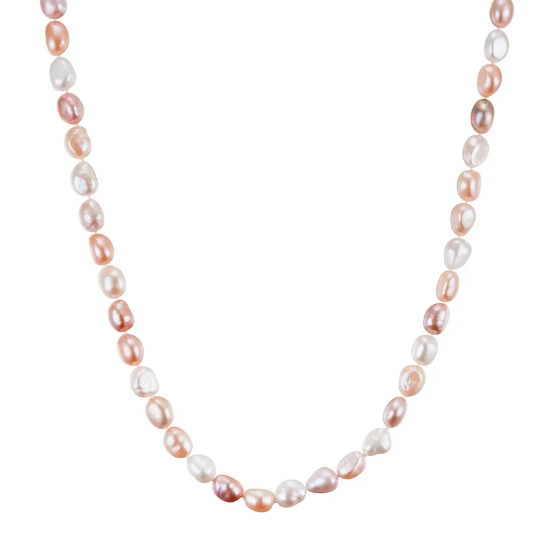 Valero Pearls Mittellange Halskette Sterling Silber Perlen-Kette Süßwasser-Zuchtperle bunt