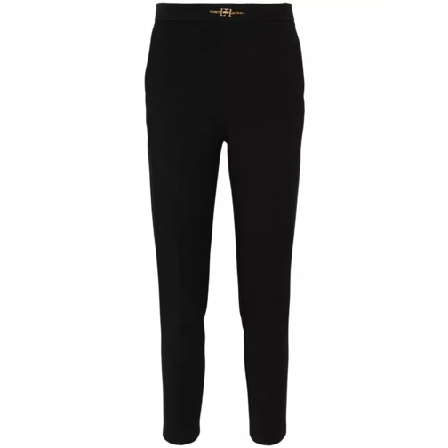 Elisabetta Franchi Black Crepe Texture Pant Black 