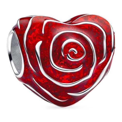 Pandora Anhänger Rose heart sterling  with red enamel Sterling silver