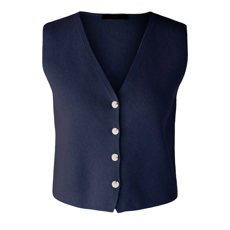 Oui Weste Strickweste dunkel-blau