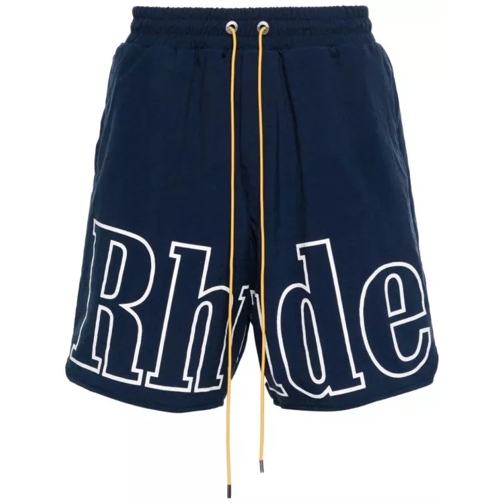 Rhude Logo-Print Bermuda Shorts Blue 