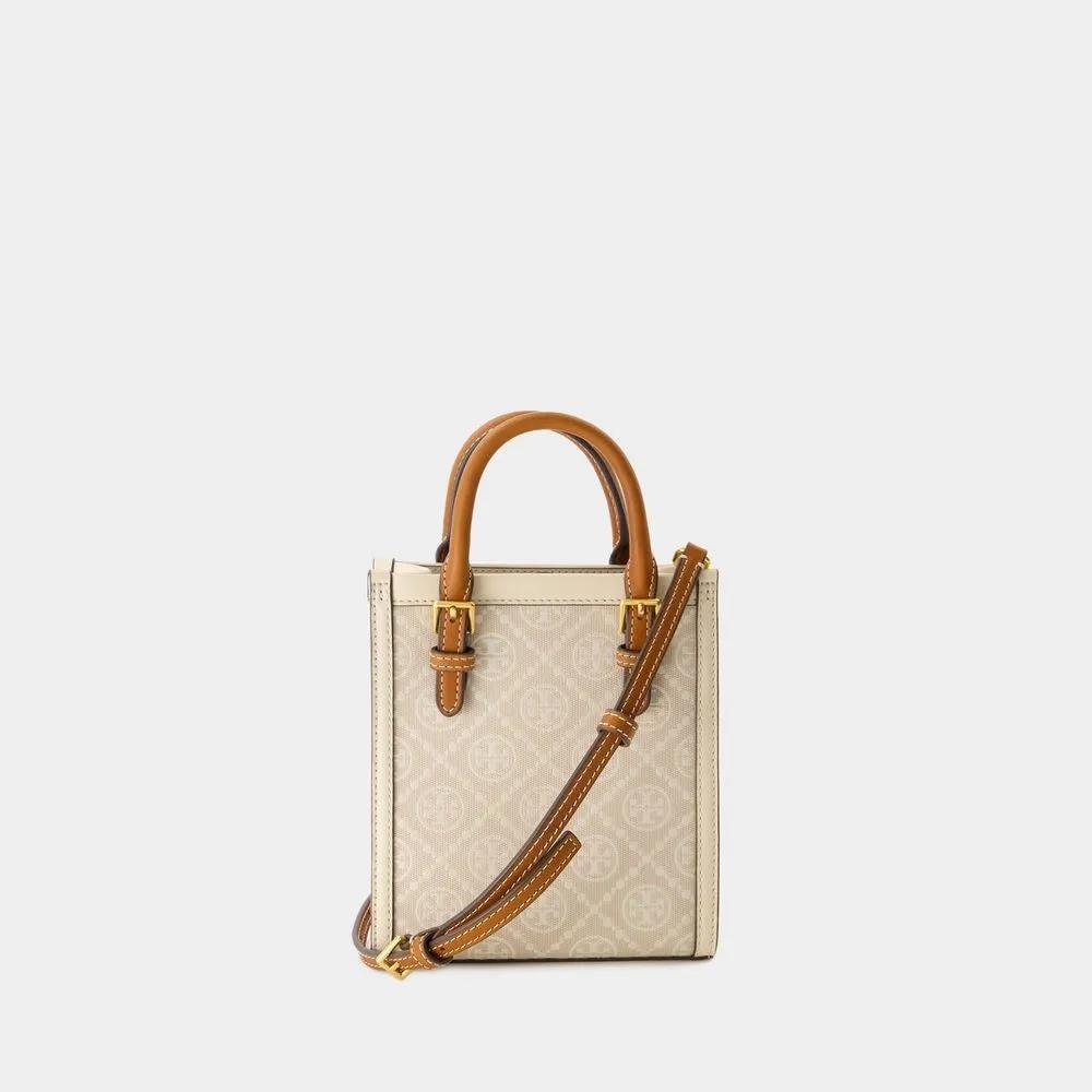 TORY BURCH Totes T Monogram Mini Shopper Bag Cotton Ivory in beige