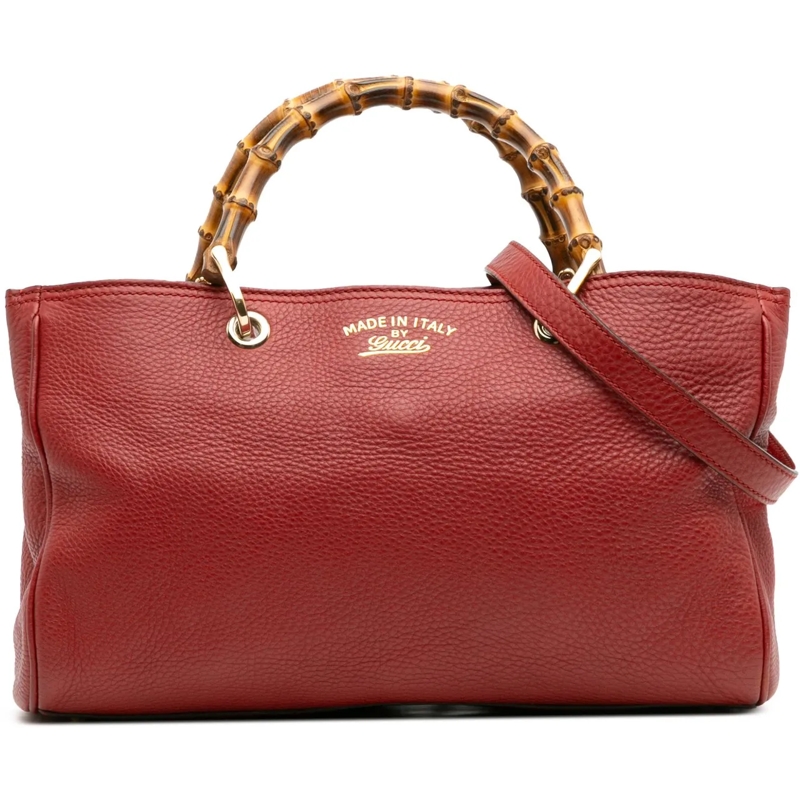 Gucci Sac à bandoulière Medium Calfskin Bamboo Shopper Satchel rot