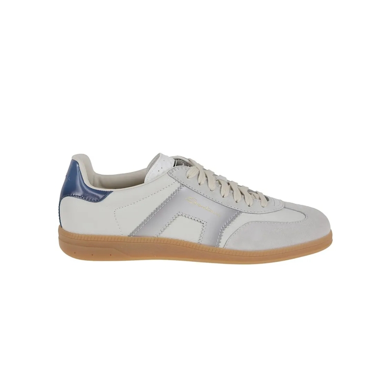 Santoni Sneaker basse Leather Sneakers With Smooth And Suede Finish White
