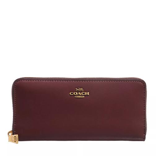 Coach Smooth Leather Slim Accordion Zip Wine Portemonnaie mit Zip-Around-Reißverschluss