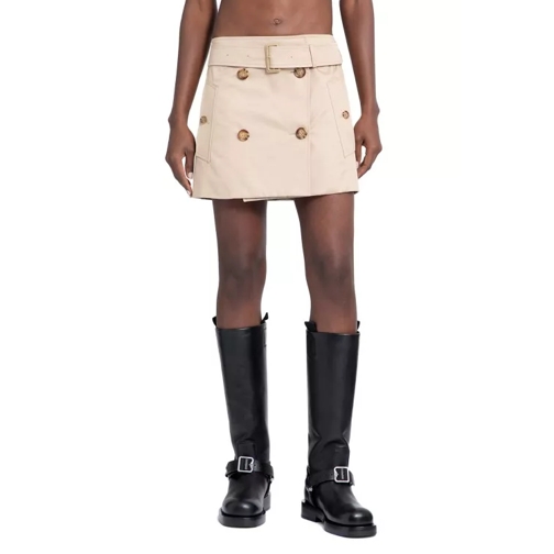 Burberry Cotton Gabardine Mini Trench Skirt Neutrals 