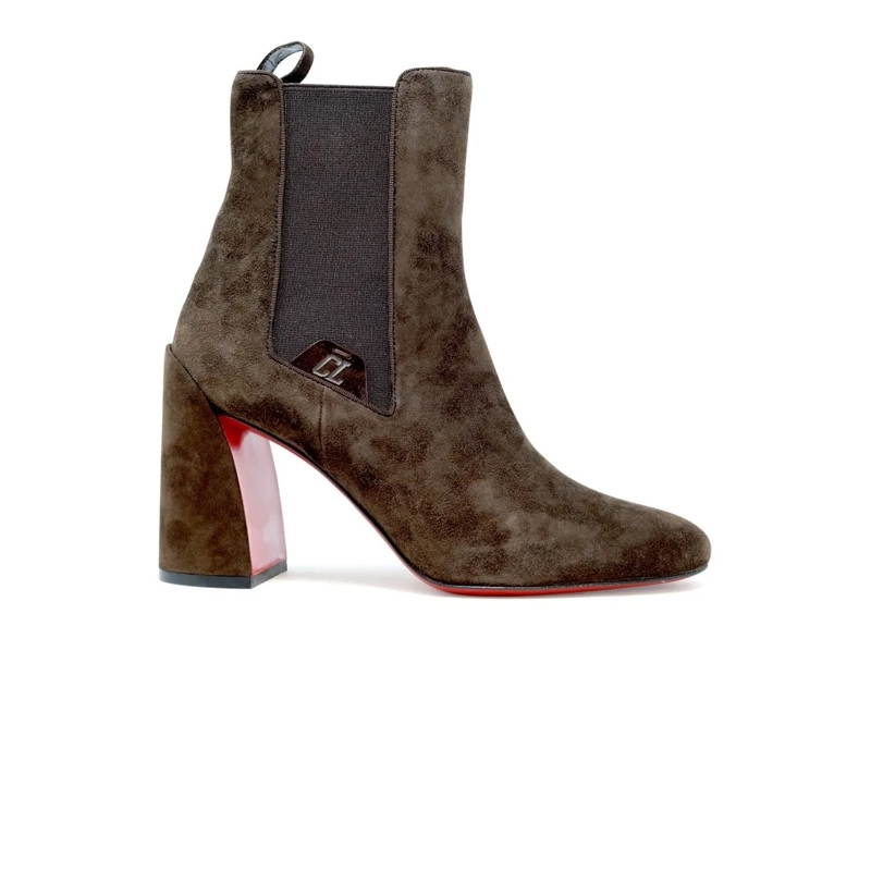 Christian Louboutin Laarzen Brown Suede Leather Turelastic 85 Ankle Boots Brown