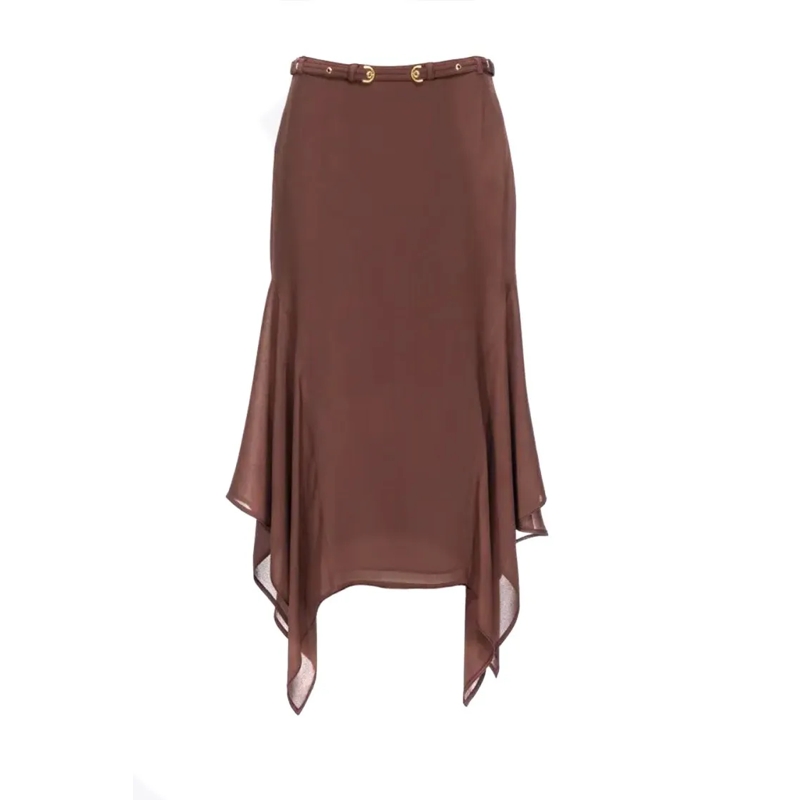 Pinko Minirok Skirt With Belt Detail And Flowy Hem Brown