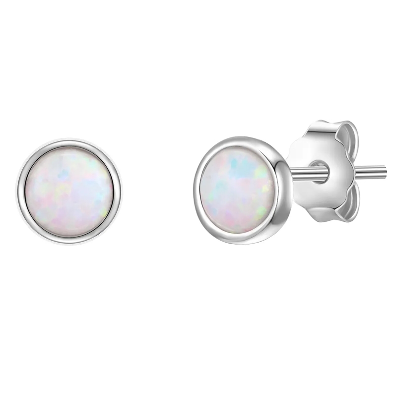 Glanzstücke München Ohrstecker Sterling Silber Ohrstecker Opal (synth.) silber