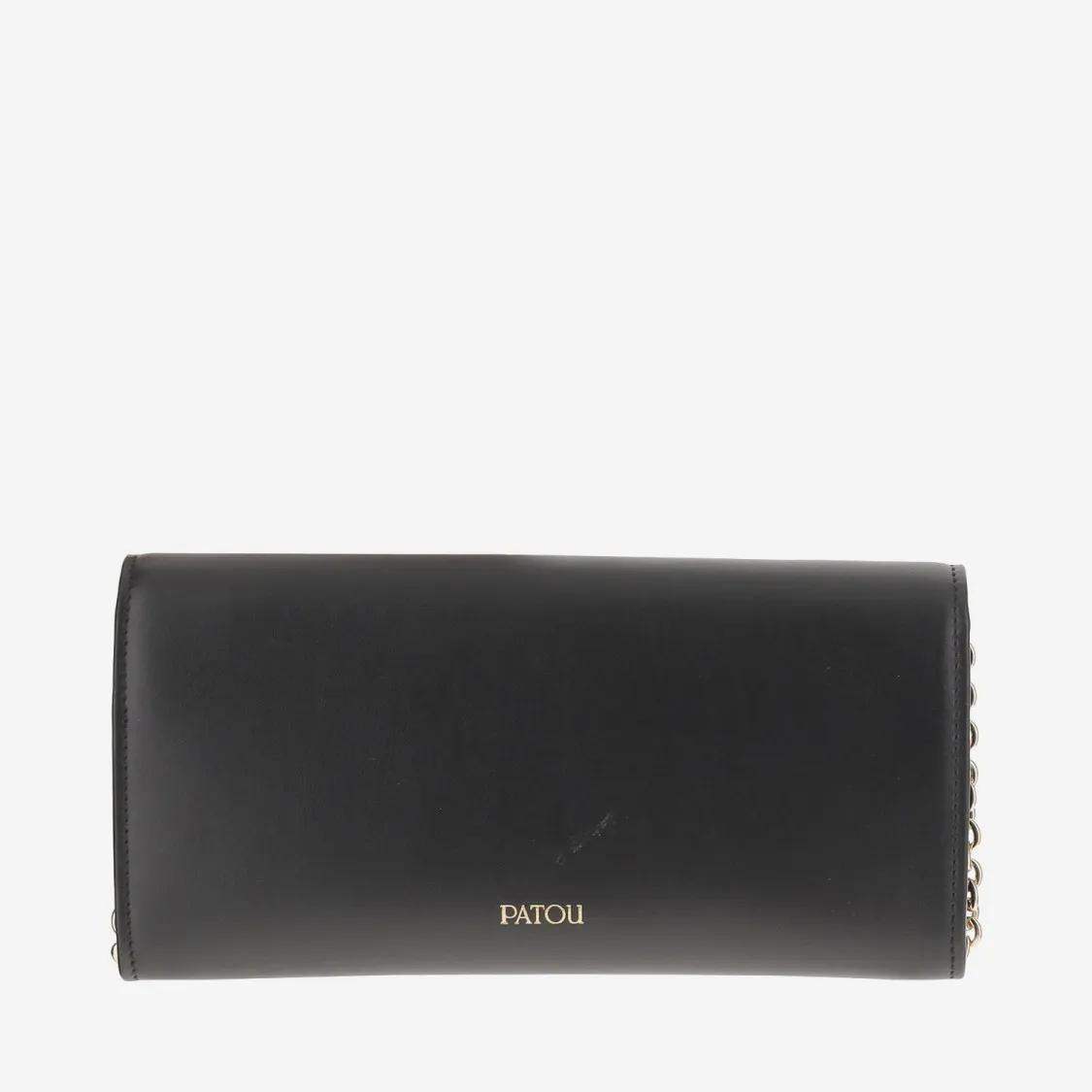 Patou Clutches Rectangular Leather Clutch Bag in grijs