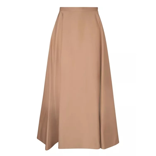 Blanca Vita Leather Brown Midi Skirt Brown 