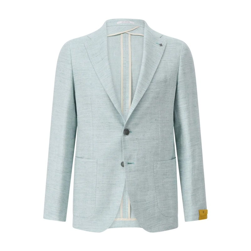 Tagliatore Anzugjacke Slim-Fit Sakko mit Leinen Hellgrün