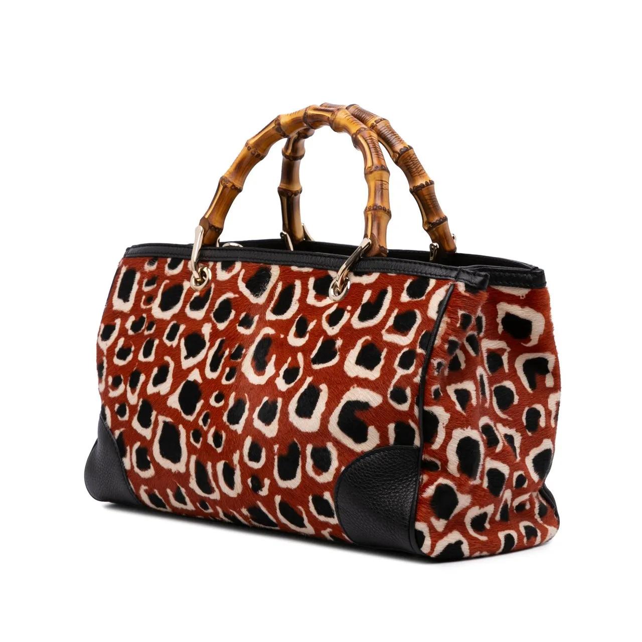 Thumbnail - Gucci Hobo Bags - 2016-2024 Medium Pony Hair Bamboo Shopper Satchel - Gr. unisize - in Rot - für Damen