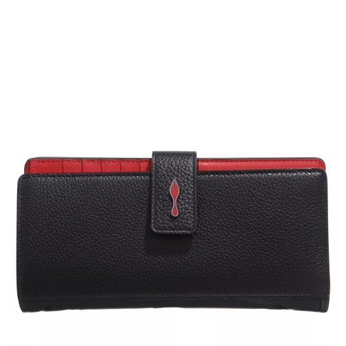 Christian Louboutin Paloma Continental Wallet Leather Black/Red Kontinentalgeldbörse