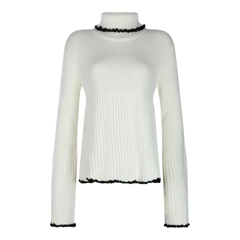 Jil Sander Rollkragenpullover White Wool Knitwear White
