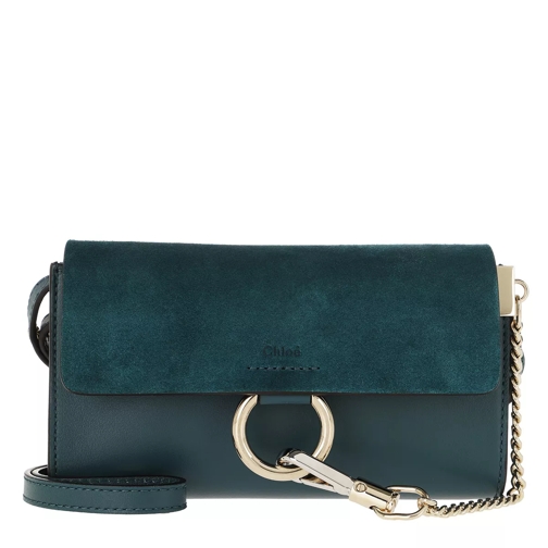 Chloé Faye Wallet On Strap Suede Navy Ink Borsetta a tracolla