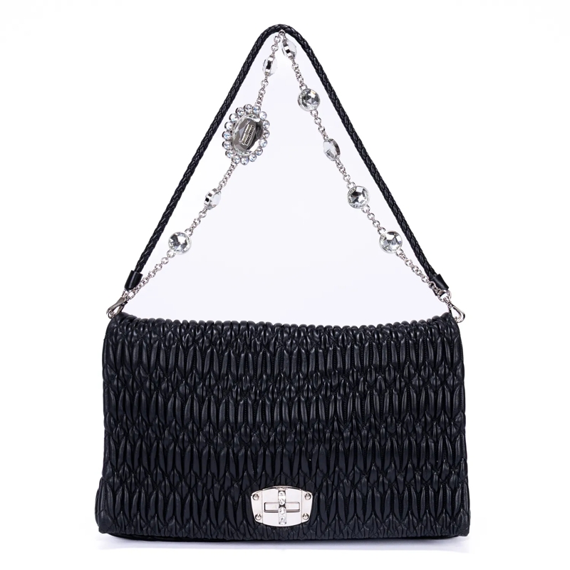 Miu Miu Crossbody Bag Crystal Cloque schwarz