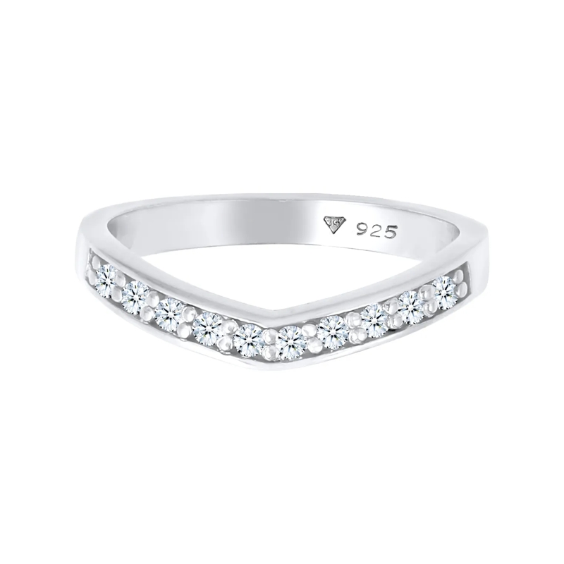 Elli Diamantring Ring Diamanten (0.15 ct) V-Form Verlobung 925 Silb silber(Image 2)