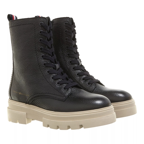 Tommy Hilfiger Monochromatic Lace Up Boot Black Merino Lace up Boots