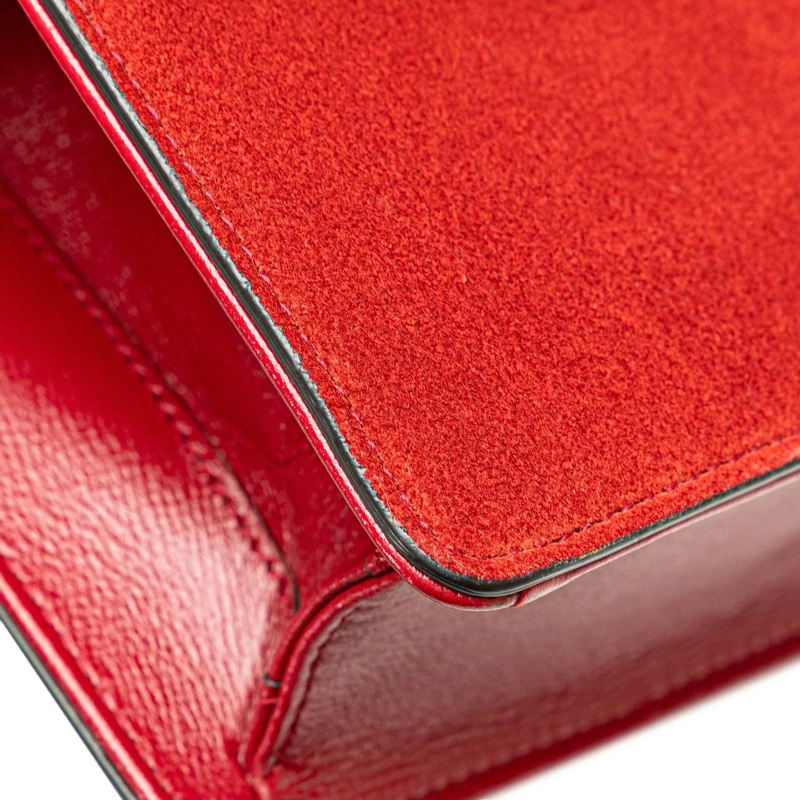 Gucci Schultertasche Small Suede GG Ring Torchon Crossbody rot