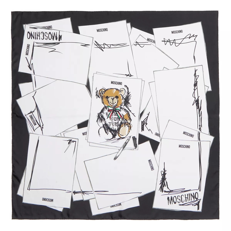 Moschino Leichter Schal Scarf Fantasia Nero