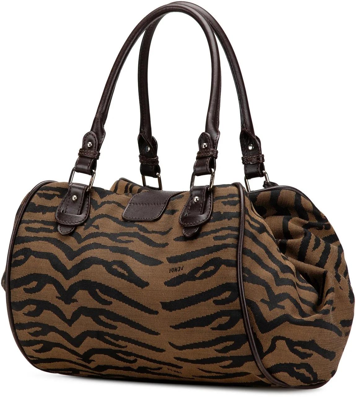 Thumbnail - Fendi Hobo Bags - 2000-2010 Tiger Print Canvas Shoulder Bag - Gr. unisize - in Braun - für Damen
