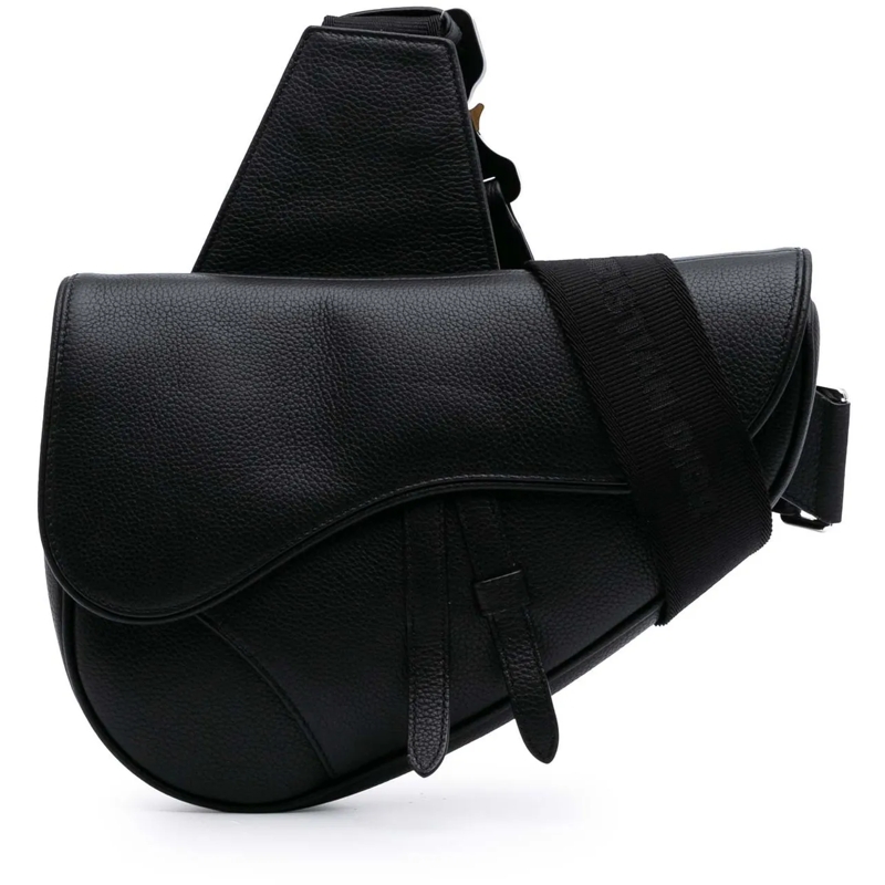 Christian Dior Schultertasche Grained Calfskin Saddle Bag schwarz