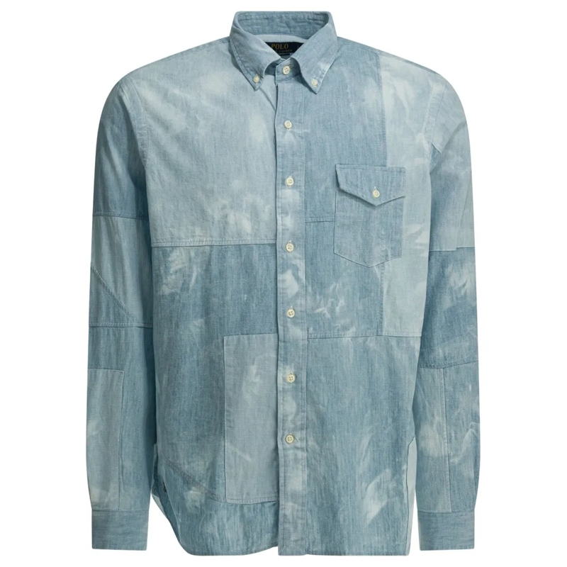 Polo Ralph Lauren Hemd Patchwork Design Cotton Shirt Grey