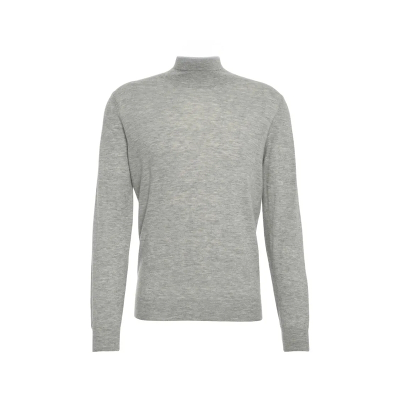 Gender Pull Mock Neck Knit Sweater With Refined Design Grey