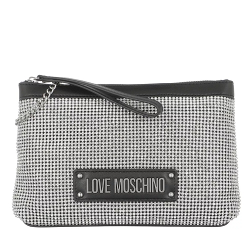 Love Moschino Borsa Pu  Nero+Crystal Argento Crossbody Bag