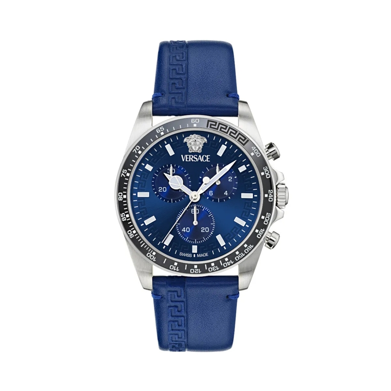 Versace Quarzuhr Quarz Chronograph Uhr Greca Chrono  Wave blau