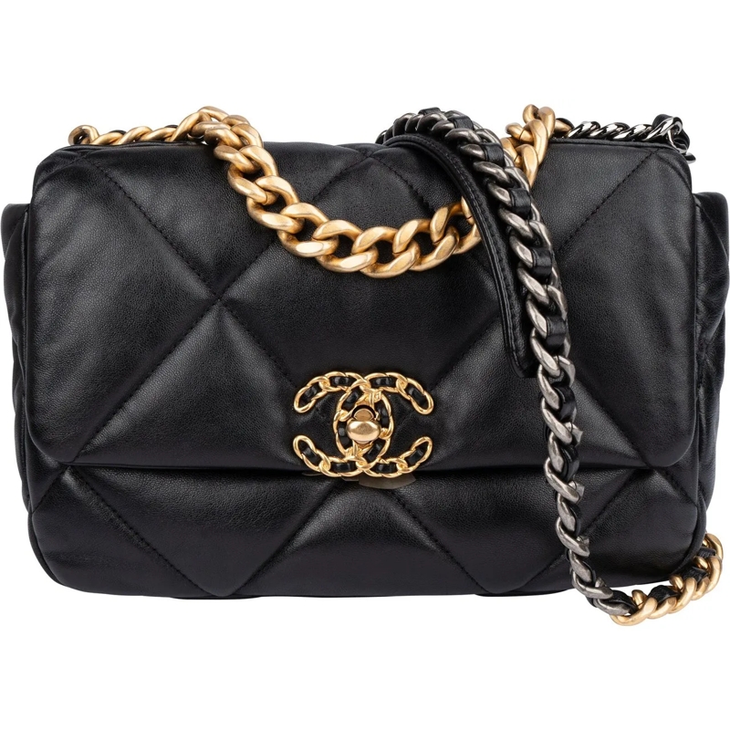 Chanel Sac à bandoulière Chanel 19 Quilted Lambskin Single Flap Crossbody B schwarz