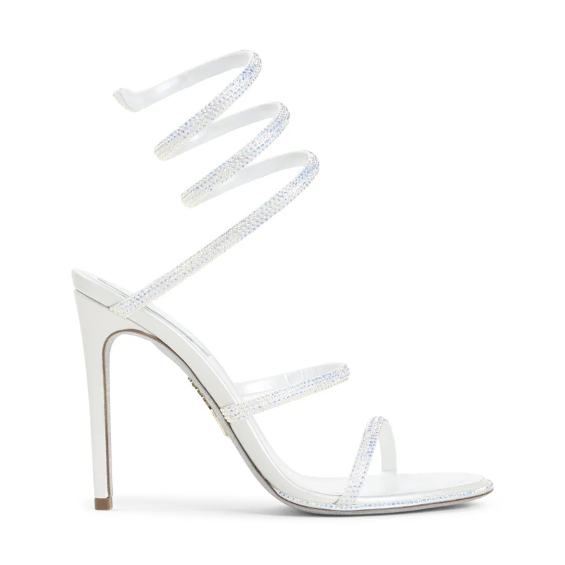 René Caovilla Sandalen High-Heeled Sandals With Spiral Ankle Strap And St White