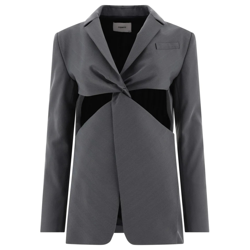 Coperni Blazer "Twisted Cut-Out" Tailored Jacket Grey