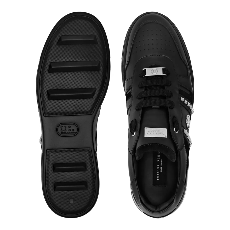 Philipp Plein Low-Top-Sneaker Lo-Top Turnschuhe Mit Nieten Verziert schwarz(Image 4)