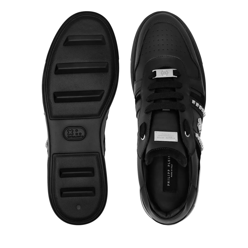 Philipp Plein Low-Top-Sneaker Lo-Top Turnschuhe Mit Nieten Verziert schwarz(Image 4)