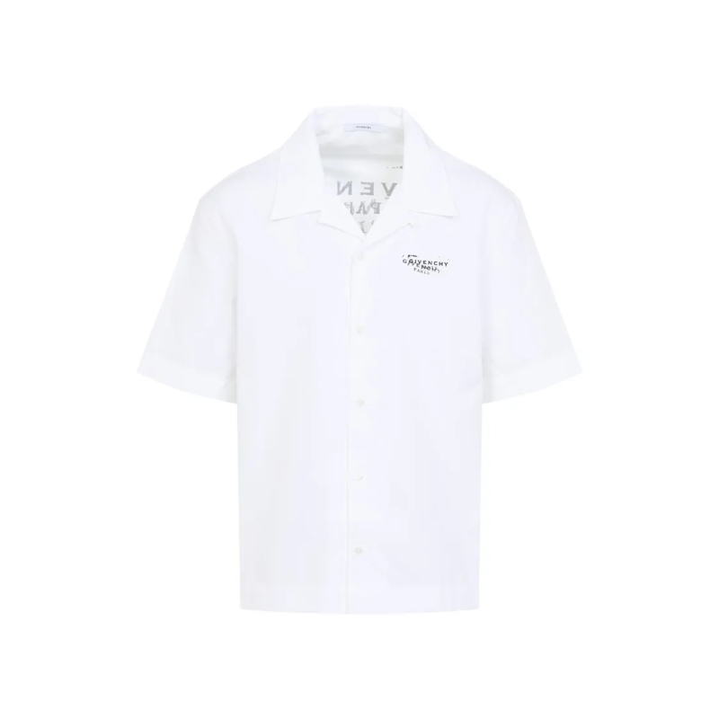 Givenchy Hemd Short-Sleeve Button-Up Shirt With Camp Collar White
