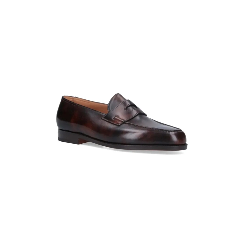 John Lobb Mocassin Distinguished Cut-Out Detail Brown Leather Lopez L Brown