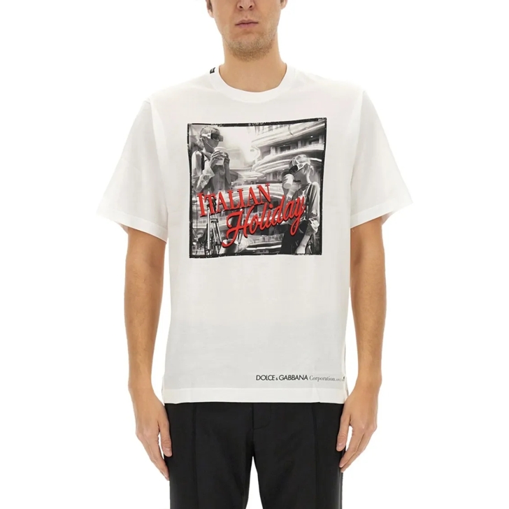 Tシャツ・カットソー Dolce & Gabbana Cotton T-Shirt With Italian Holiday Print Cotton T-shirt with Italian Holiday print in White for Men