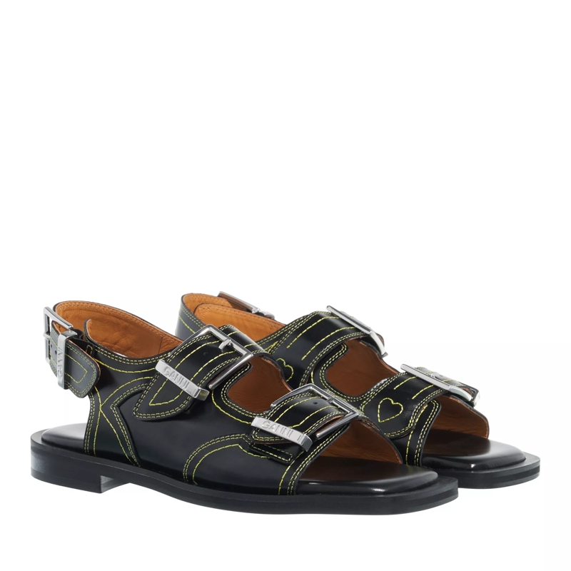 GANNI Sandalen Embroidered Western Sandals Black/Yellow