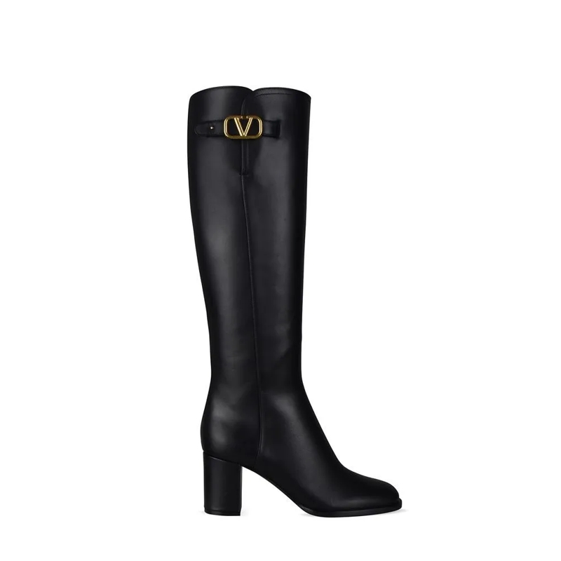 Valentino Garavani Stiefel Garavani Vlogo Tall Boots With Signature Buckle Black