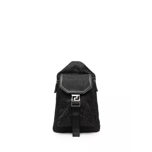 Versace Black Allover Backpack Black Sac à dos