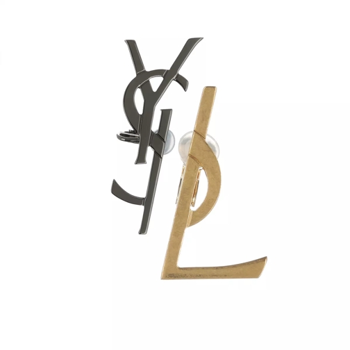 Saint Laurent YSL Logo Clip Earrings Black/Gold Ear Clip