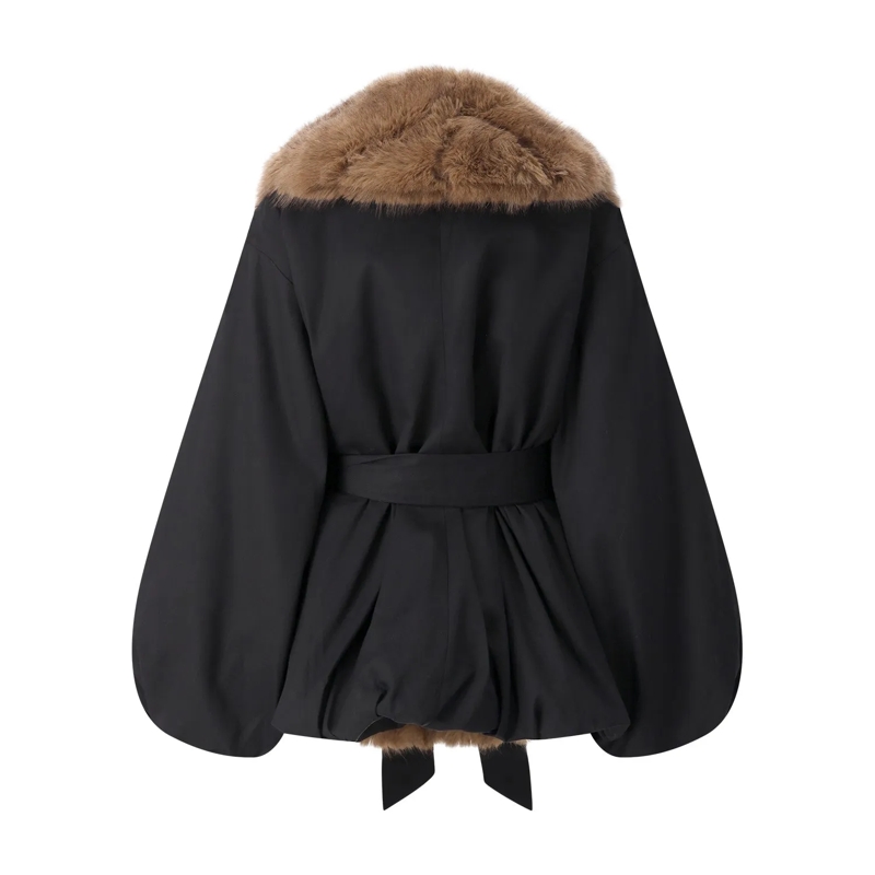 Rotate Veste de transition Jacke mit Kunstfellkragen schwarz(Image 3)